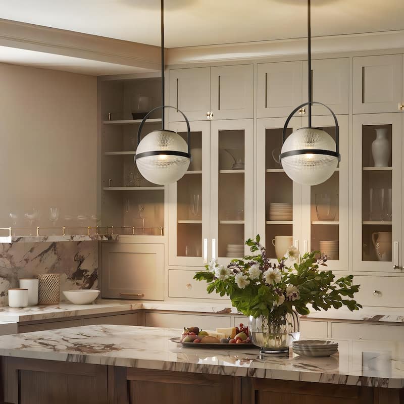 1-Light Modern Minimalist Matte Black/Gold Clear Glass Pendant Light