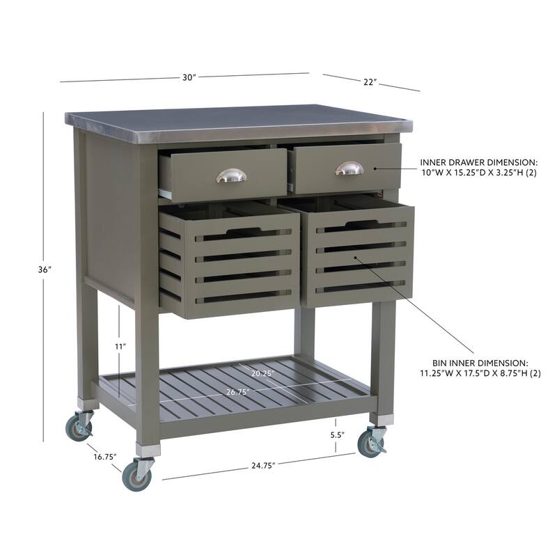 Eileen Rolling Kitchen Cart with Storage