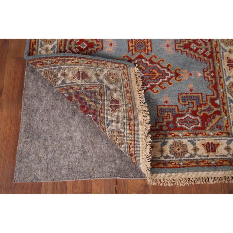 Blue Geometric Viss Oriental Accent Rug Hand-Knotted Wool Carpet - 2'11"x 5'3"