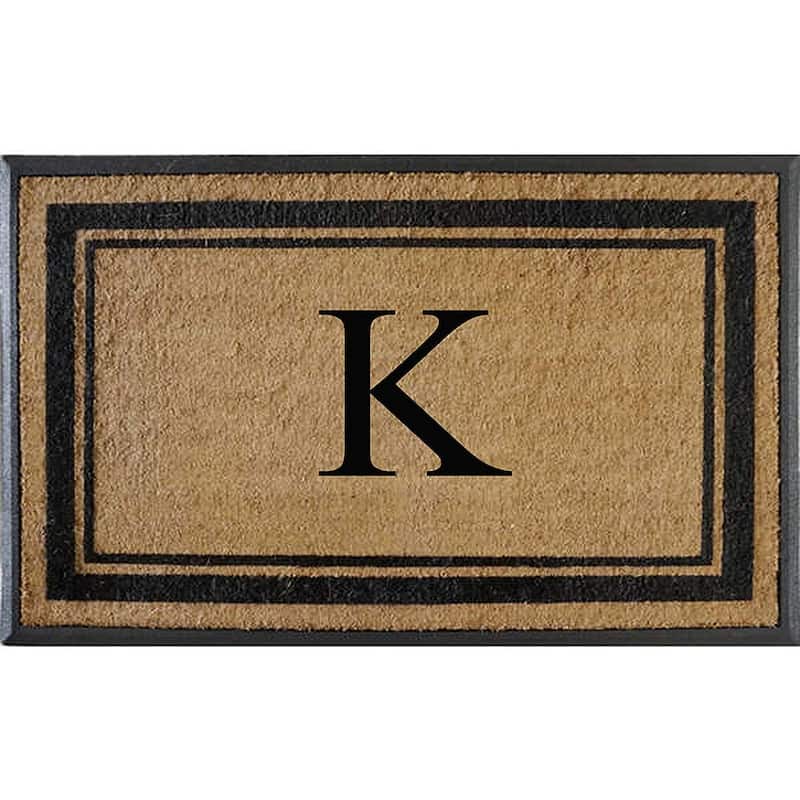 A1HC Markham Border Natural Flocked Rubber Large Doormat 30"x48" - Monogrammed K