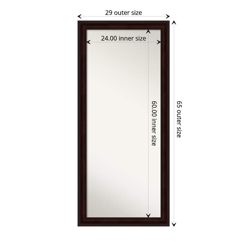 Non-Beveled Wood Full Length Floor Leaner Mirror - Coffee Bean Brown Frame - Coffee Bean Brown - Outer Size: 29 x 65 in