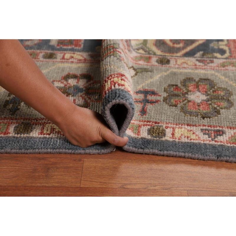 Blue Geometric Heriz Serapi Oriental Area Rug Hand-Knotted Wool Carpet - 9'3"x 11'9"