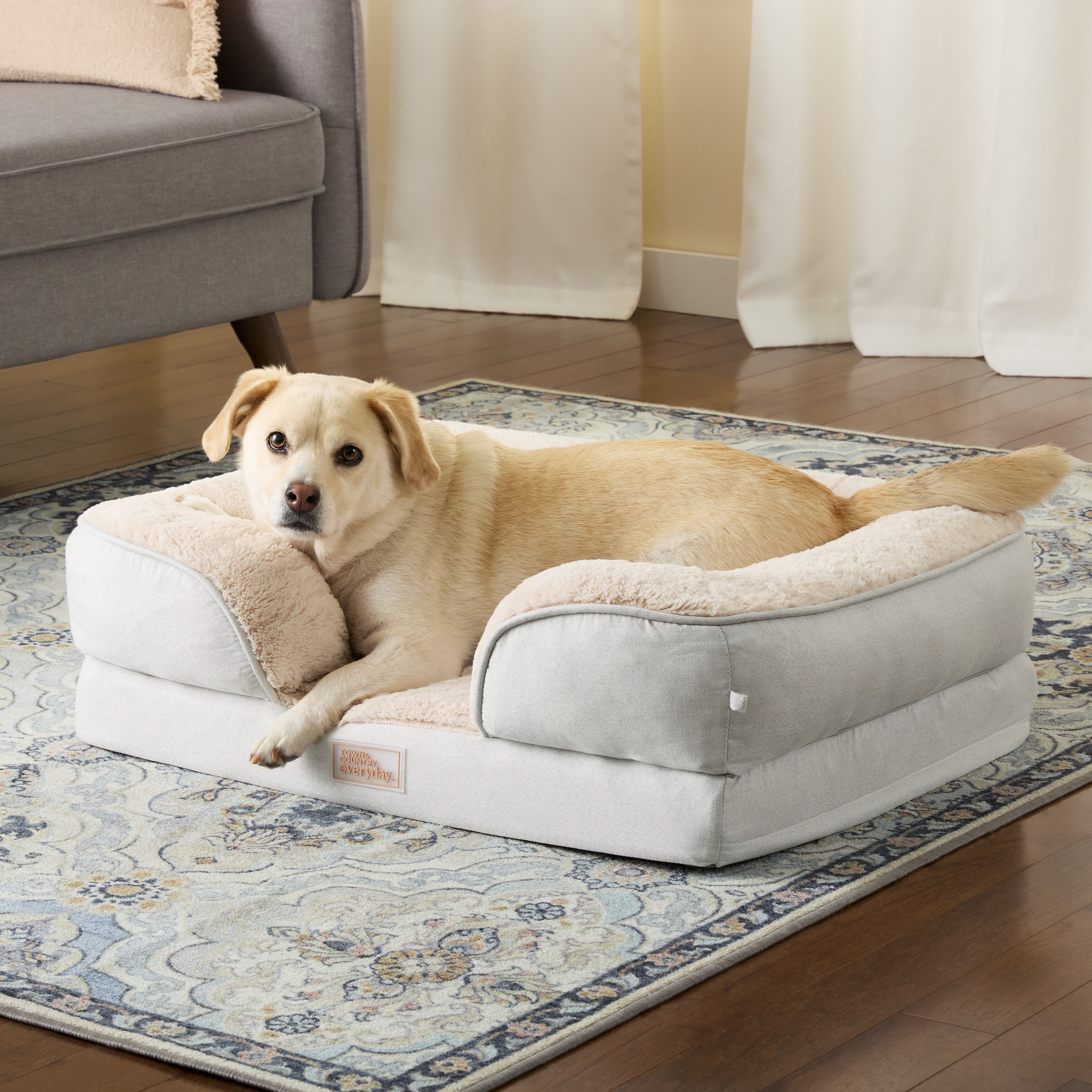 TOWN COUNTRY EVERYDAY CuddleTown Comfy Solid Bolster Sofa Supportive Pet Bed