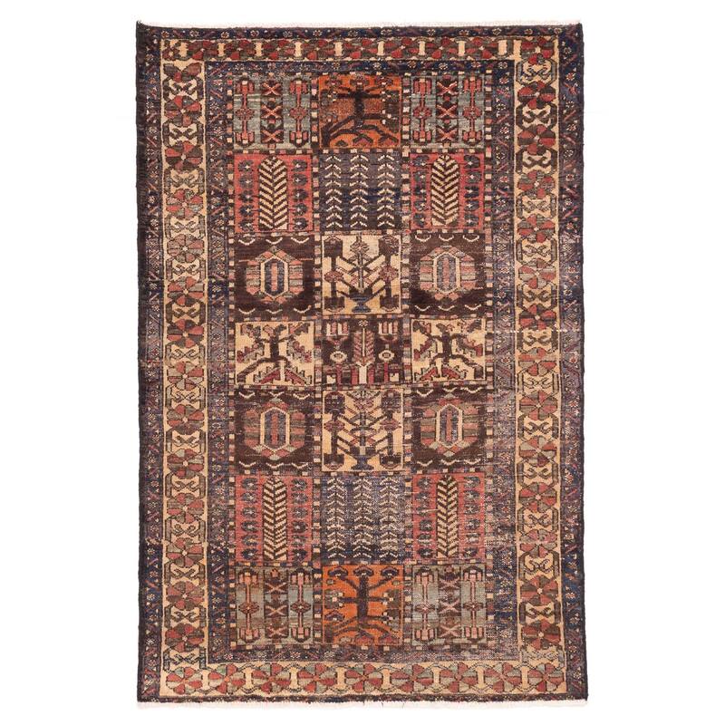 ECARPETGALLERY Hand-knotted Antalya Vintage Brown Wool Rug - 4'4 x 6'7