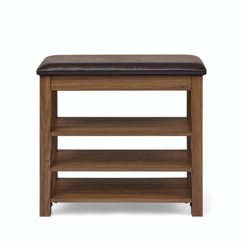 Height-Adjustable Shoe-Changing Bench Made of High-Quality Wood with Comfortable Seat and Concealed Storag