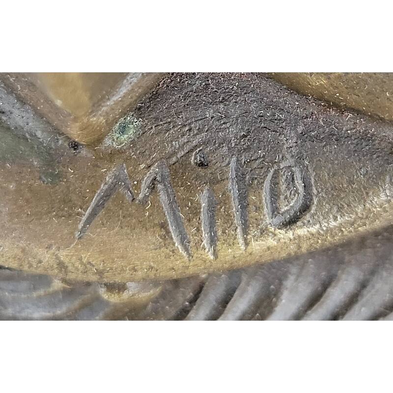 Victorian Edwardian Era European Young Woman Holding Puppy Imitative Dog - Bronze Sculpture By Milo