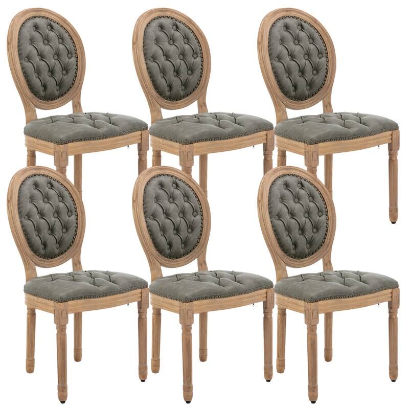 French Chair Dining Chair Solid Wood with Nailhead Trim Set of 2