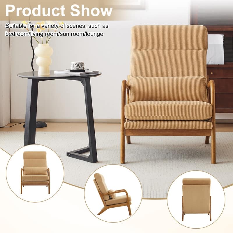 High Back Solid Wood Armrest Backrest Leisure Chair Accent Chair