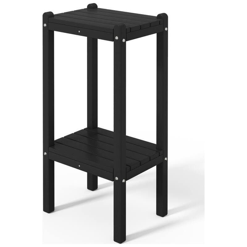Polytrends Laguna Hdpe All Weather Outdoor Patio Two Shelf Square Table