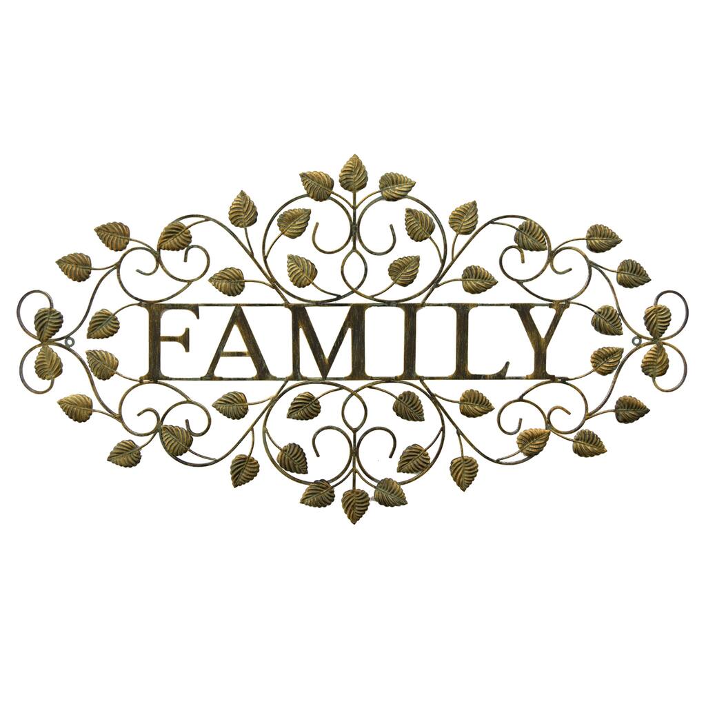 Plutus Brands Family Sign Wall Decor in Black Metal