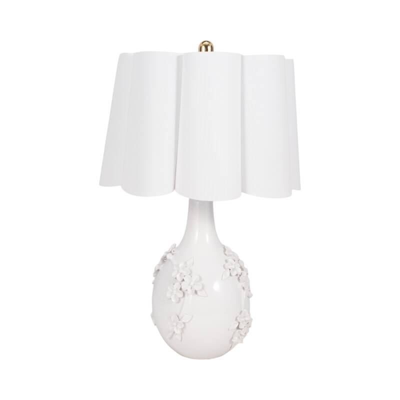 Sagebrook Home Cream Ceramic 25-inch Floral Applique Table Lamp Elegance - 16" x 16" x 25"