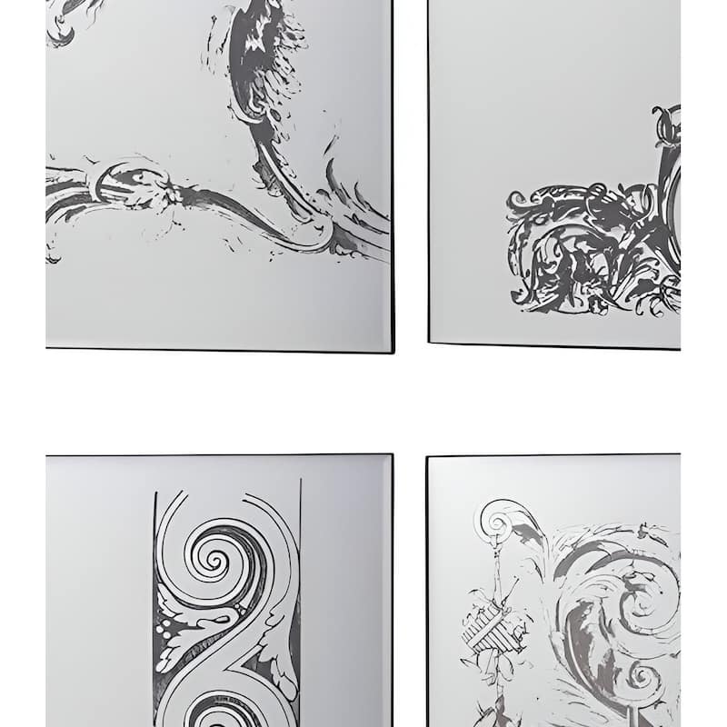 HomeRoots Set of Six Decorative Antiqued Glass Black Metal Framed Mirror Set - 15' X '20' X '0.6