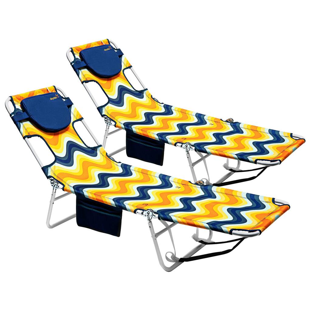 Orange Beach Lounge Chair with Footrest( Set of 2)
