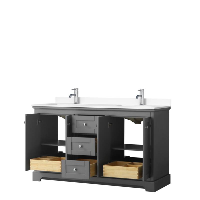 Avery 60 Inch Double Vanity, Cultured Marble Top