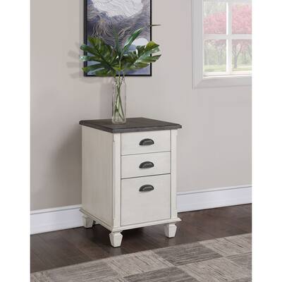 Farmhouse Three Drawer Wood File Cabinet, Storage Drawers, White