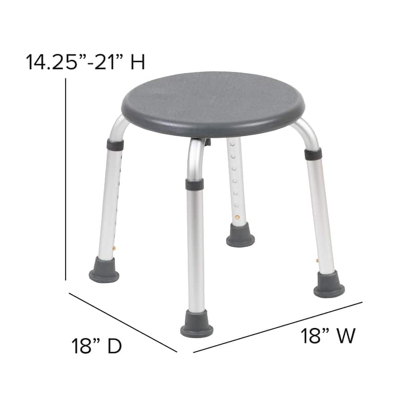 Tool-Free 300 Lb. Capacity, Adjustable White Bath & Shower Stool - 14.25"D x 14.25"W x 14" - 20.75"H