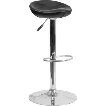 Estella Backless Black Vinyl Adj. Bar/Counter Height Stool w/Chrome Base for Home/Dining/Kitchen
