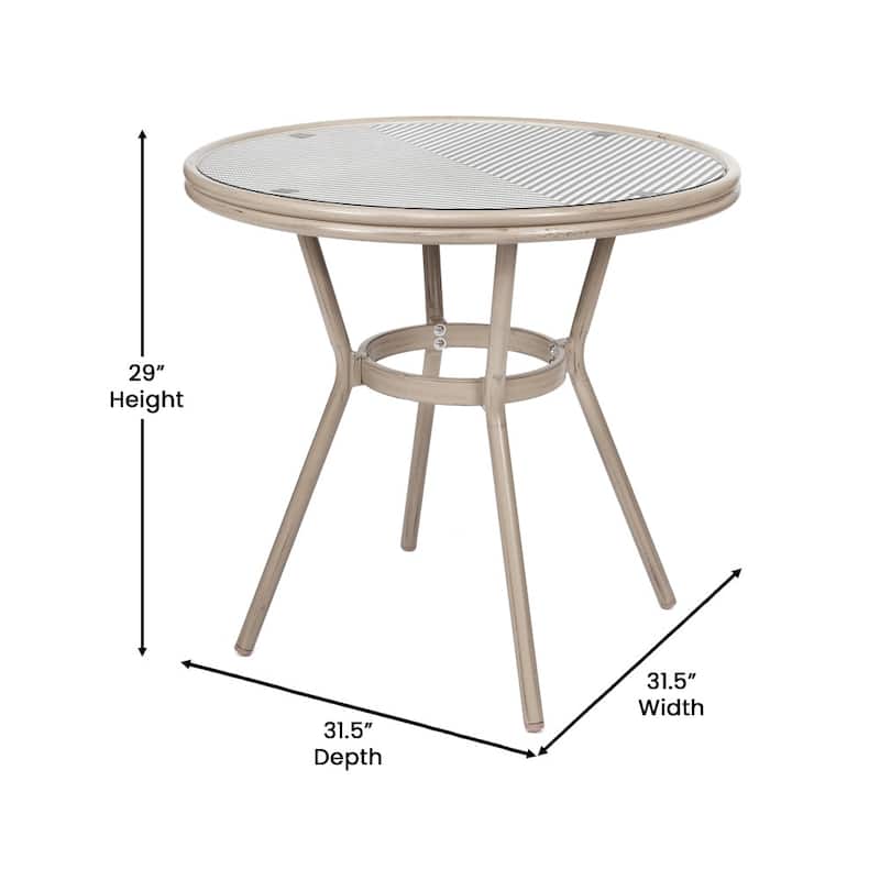 Indoor/Outdoor Commercial Glass Top Bistro Table