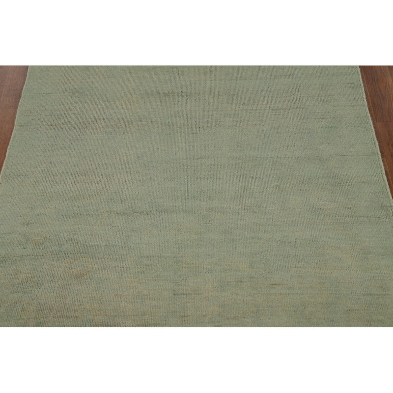 Modern Green Gabbeh Rug Handmade Wool Carpet - 3'10"x 5'11"