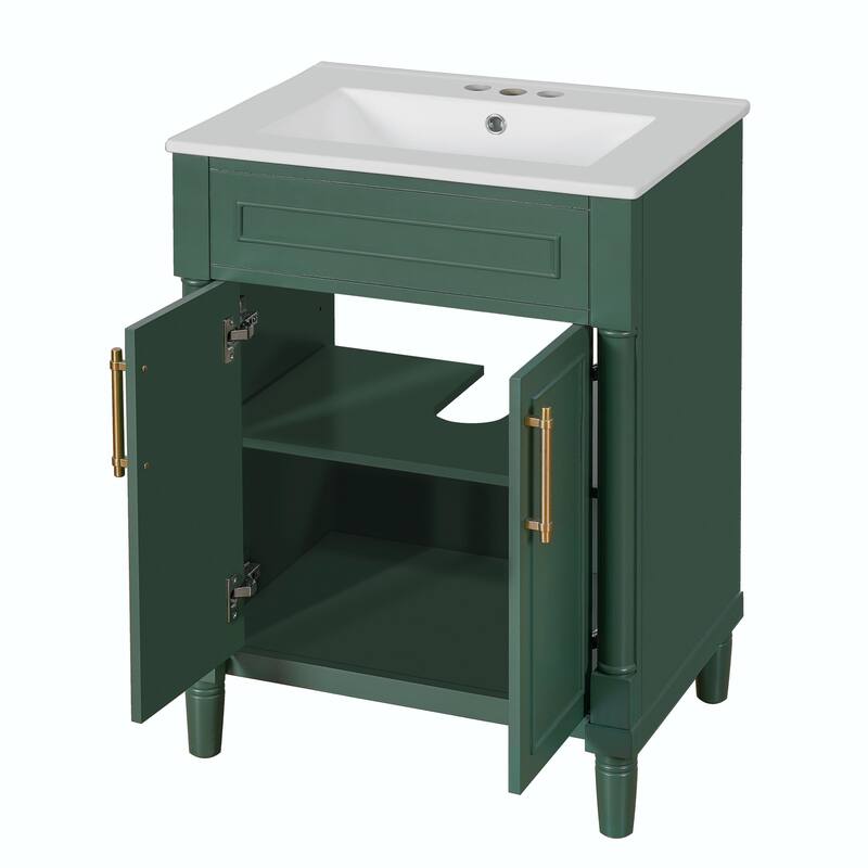 24" Bathroom Vanity with Integrated Ceramic Sink