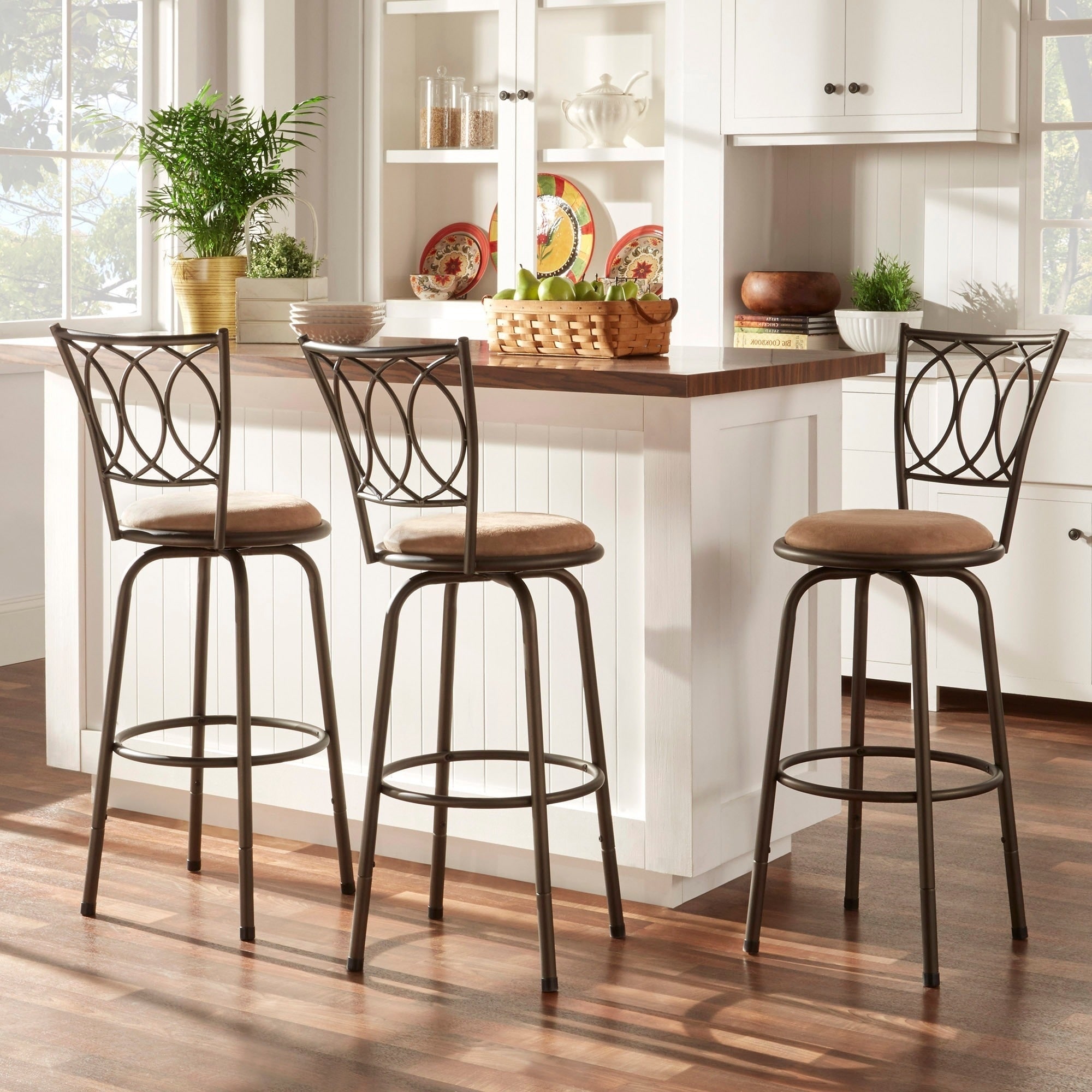 iNSPIRE Q Classic Avalon Scroll Adjustable Swivel Stool (Set of 3)
