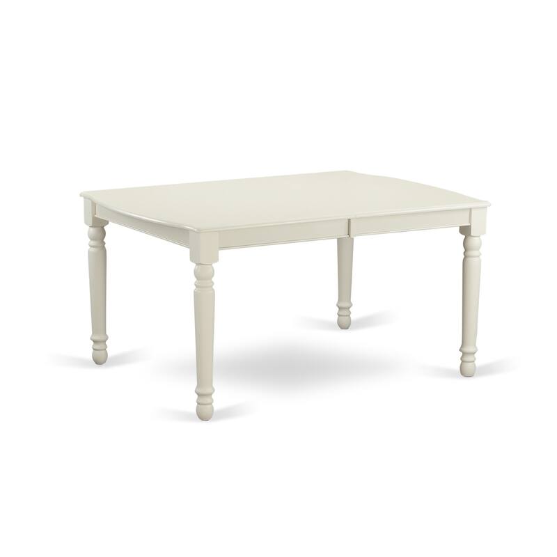 East West Furniture 5 Piece Dinette Set- a Dining Table with Butterfly Leaf and 4 Faux Leather Dining Room Chairs, Linen White