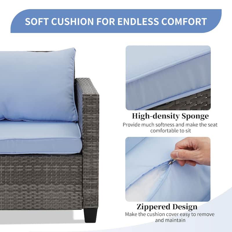 Zenova Rattan 2-piece Outdoor Furniture Set Rattan Sofa Sectional Set