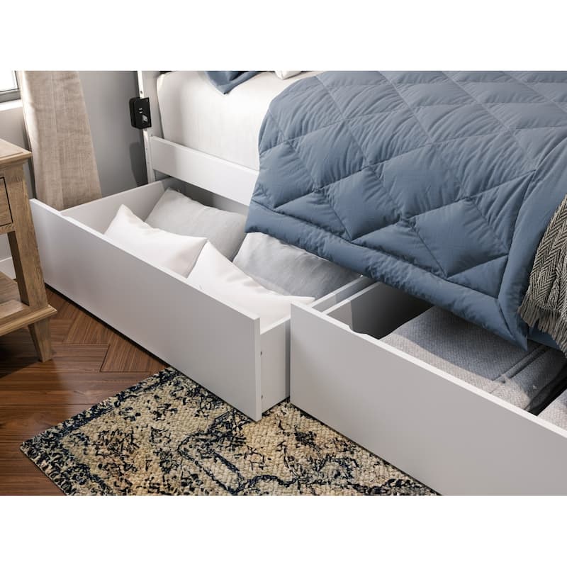 AFI Canyon Queen Platform Bed with Footboard & Storage Drawers in White