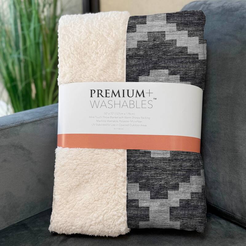 Premium Machine Washable ASB115 Global Boho Sherpa Throw Blanket