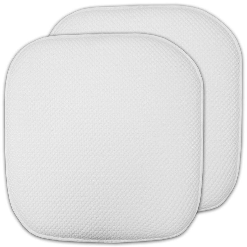 16-in. Square Non-slip Memory Foam Seat Cushions (2 OR 4) - 16 X 16 - Set of 2 - White