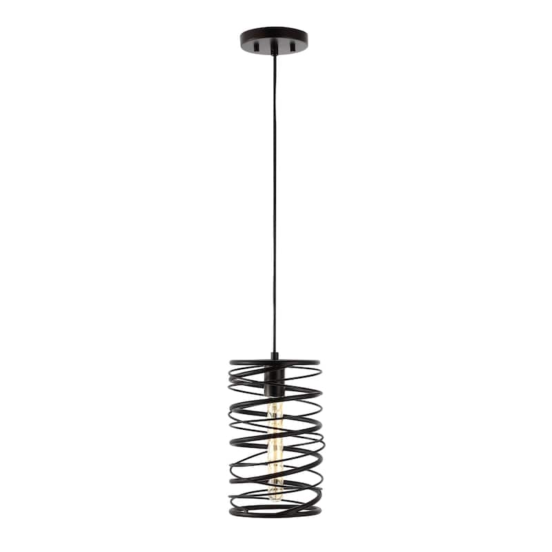 Skylar 7.25" 1-Light Modern Contemporary Iron Spiral LED Pendant, by JONATHAN Y - Oil Rubbed Bronze