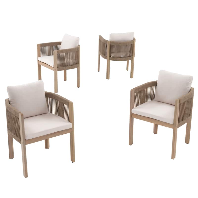 Outdoor Patio Dining Chair With Cushions (Set of 4)