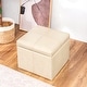 preview thumbnail 23 of 28, Adeco Bonded Leather Contrast Stitch Square Storage Ottoman Footstool Beige