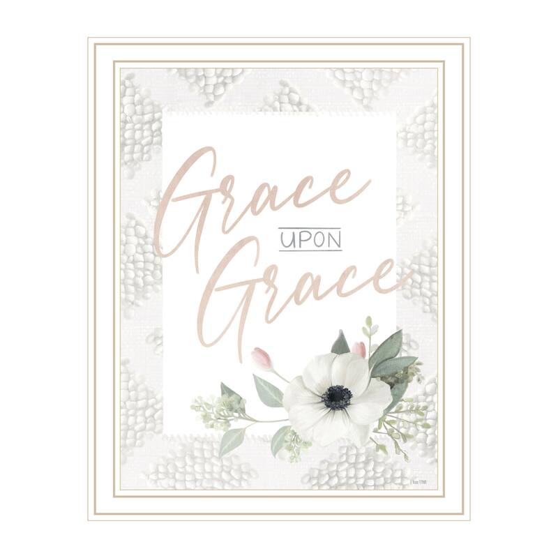 TrendyDecor4U Contemporary "Grace Upon Grace" Framed Print Wall Art - White