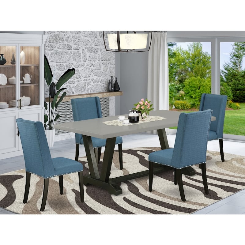 Gothic Glamour 5-Piece Dinette Set - Dining Table & 4 Chairs - Modern Rectangular Design - 60