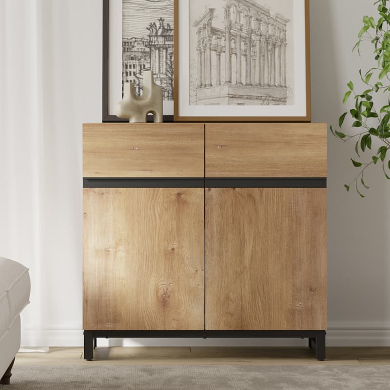 WAMPAT Modern TV Stand with Storage Cabinets for Living Room,Bedroom,Brown