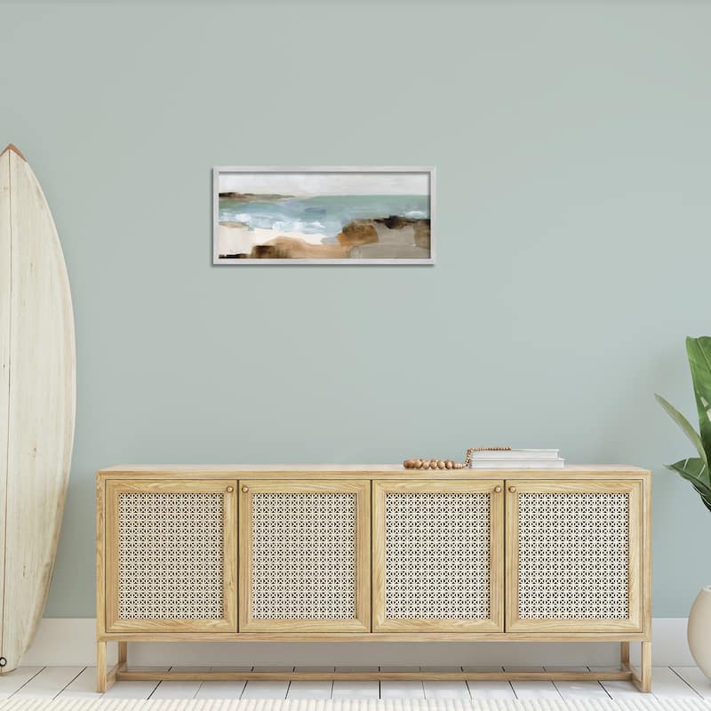 Stupell Abstract Ocean Wave Landscape Muddy Earth Tones Framed Wall Art - Grey