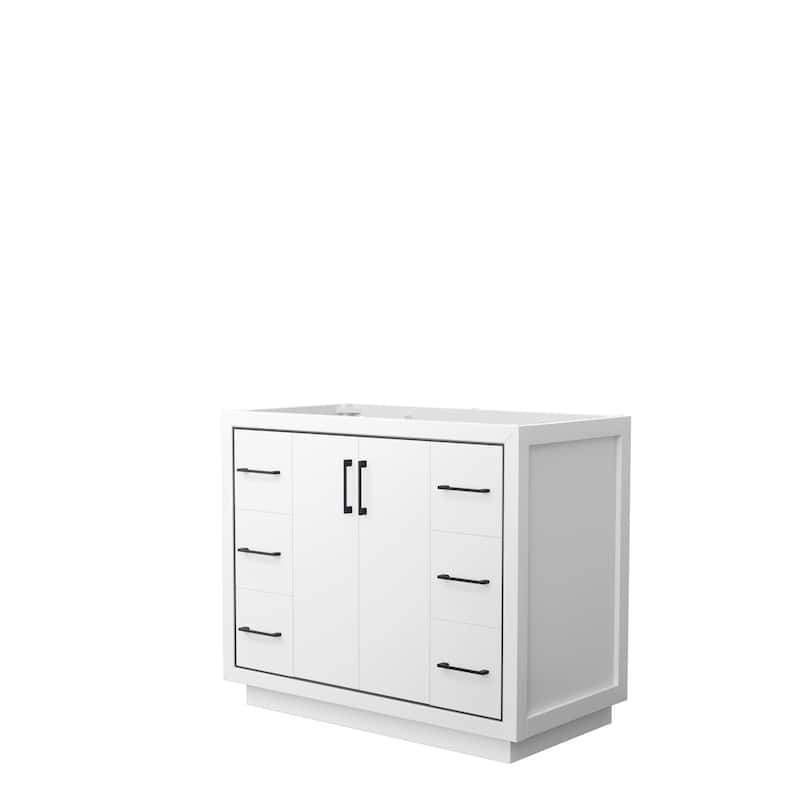 Icon Single Bathroom Vanity Cabinet, No Mirror - 42-Inch Single - White, Matte Black Trim, No Top