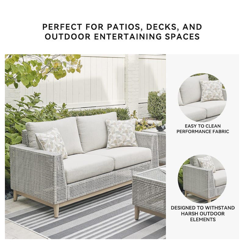 Signature Design by Ashley Seton Creek Gray Outdoor Loveseat with Cushion - 58.5" W x 36.25" D x 35.88" H