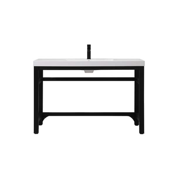 slide 2 of 11, Elegant Lighting VF14548 Raya 48" Rectangular Iron Console Bathroom Black