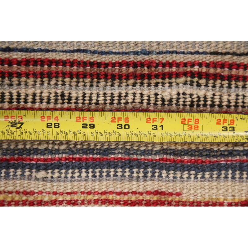 Striped Modern Gabbeh Kashkoli Area Rug Wool Hand-knotted Foyer Carpet - 3'1" x 5'2"