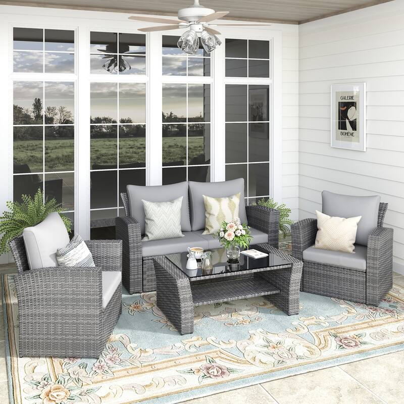 Royalcraft 4 Piece PE Rattan Wicker Outdoor Patio Furniture Set