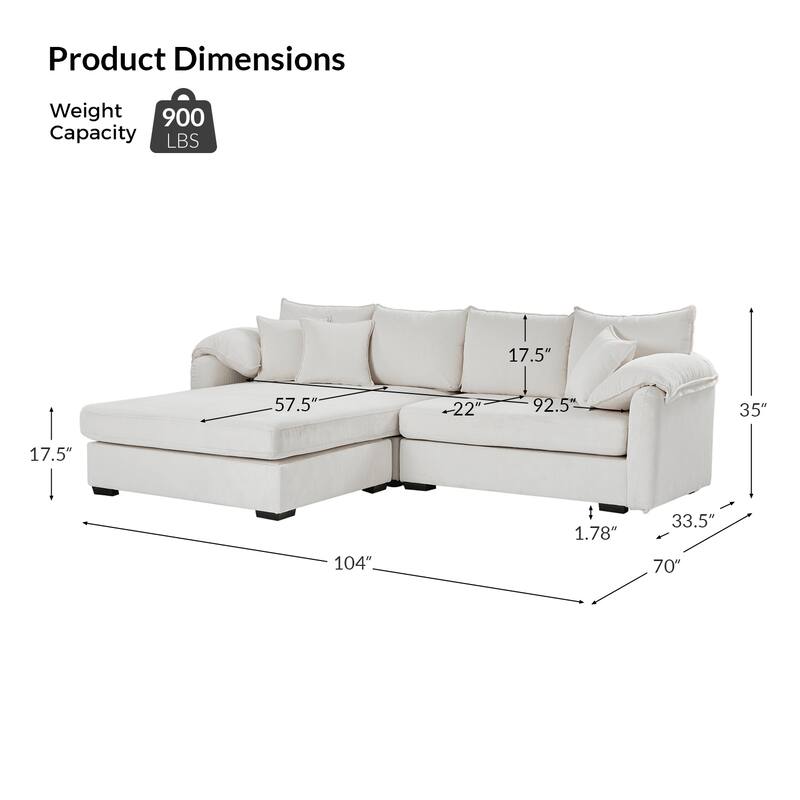 Cesare Modern 2-Piece Reversible Cushions Sectional with Storage by HULALA HOME