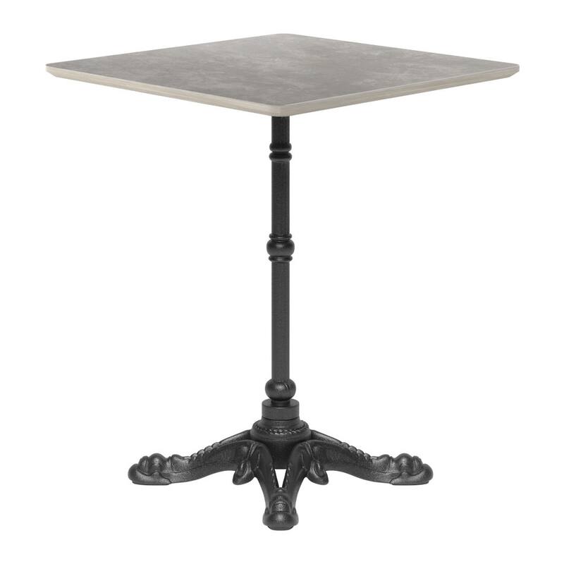 24" Gray and Black Wood And Aluminum Indoor Outdoor Pedestal Base Round Top Dining Table