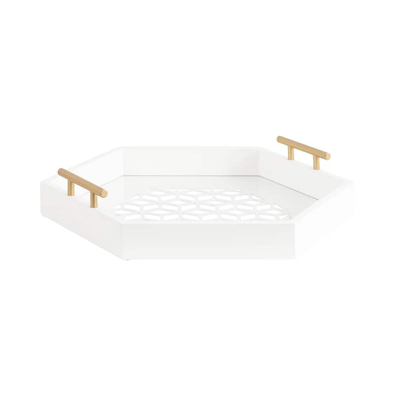 Kate and Laurel Caspen Hexagon Decorative Tray - 18x18 - White
