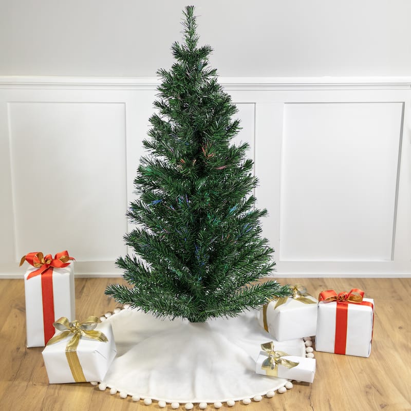 Pre-Lit Medium Multi-Color Fiber Optic Pine Christmas Tree - 4' - 4 Foot