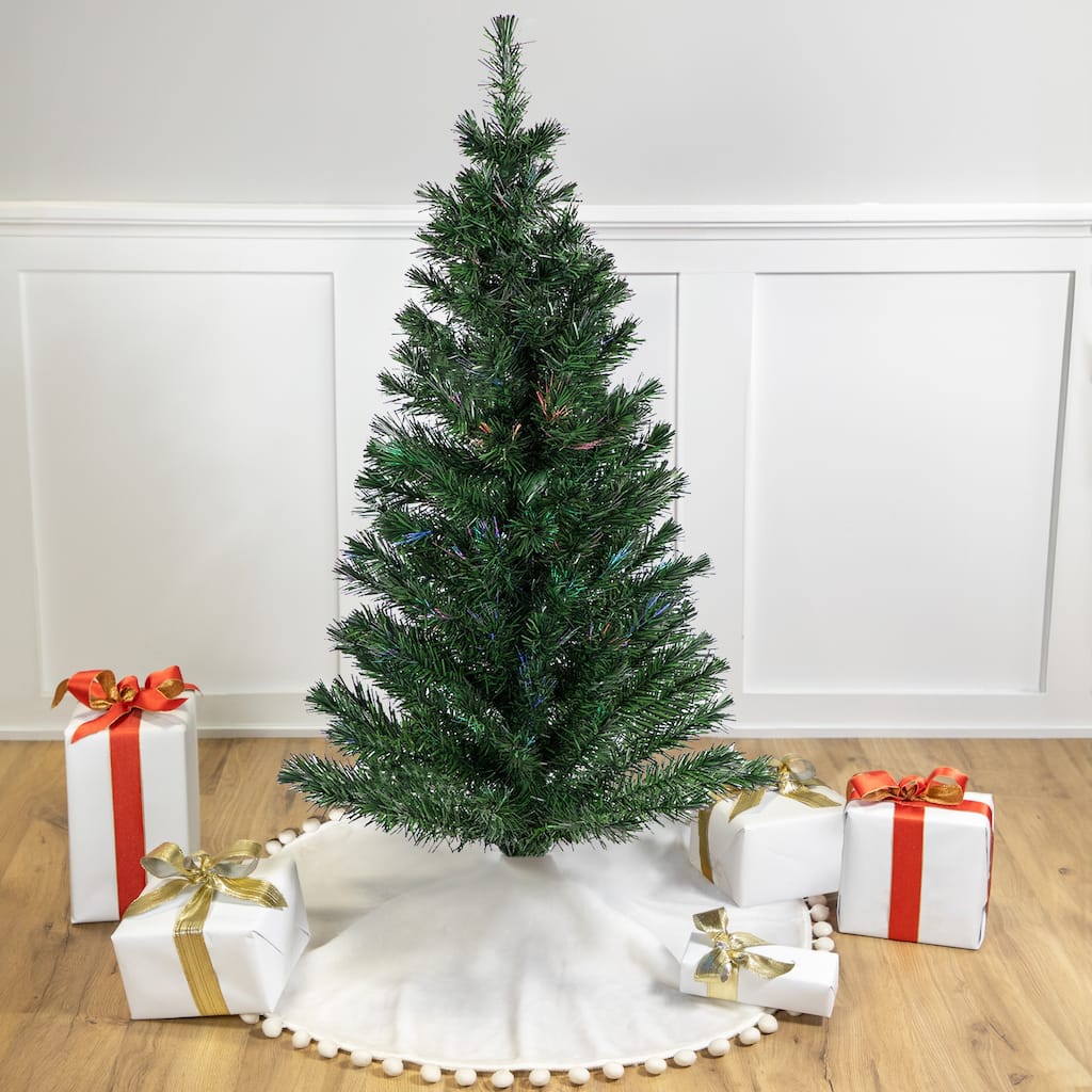Pre-Lit Medium Multi-Color Fiber Optic Pine Christmas Tree - 4' - 4 Foot