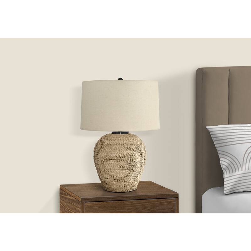 Lighting, 25"h, Table Lamp, Rattan, Beige Shade, Transitional