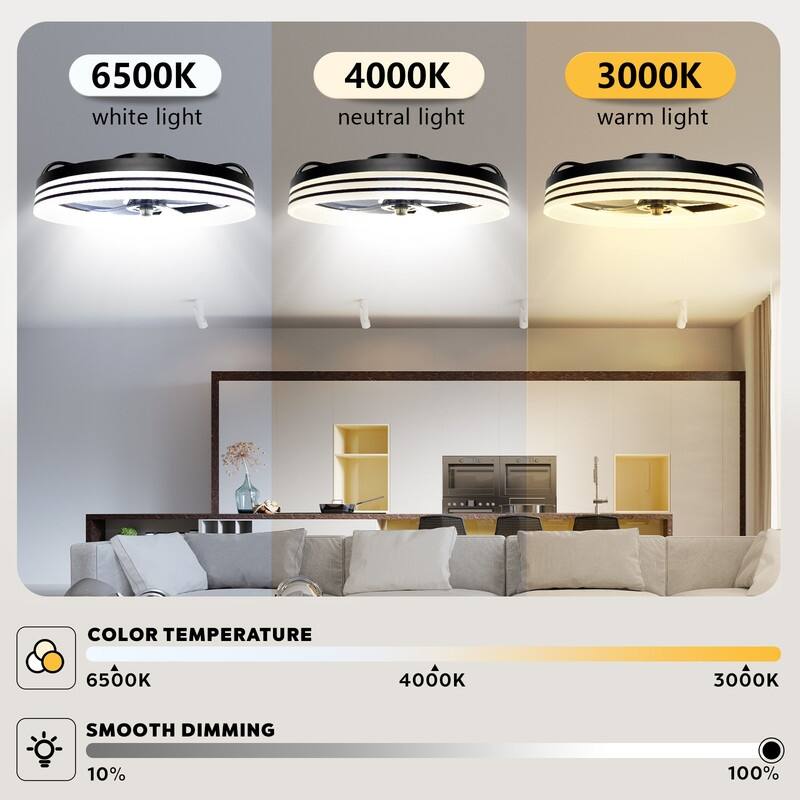 20 in. Indoor White LED Indoor Ceiling Fan with Light Remote for Small Room，Kids Room