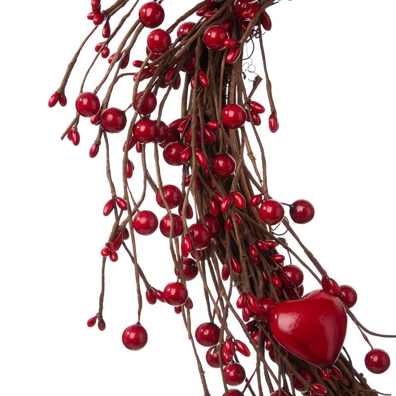 Glitzhome Valentine's Berry Heart or Round Wreath Hanging Decor